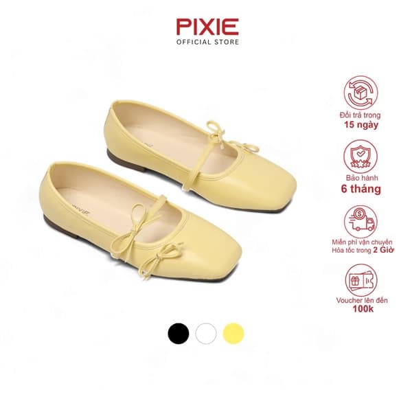 Giày Bệt Mary Jane Đính 2 Nơ Pixie Ballerina H406
