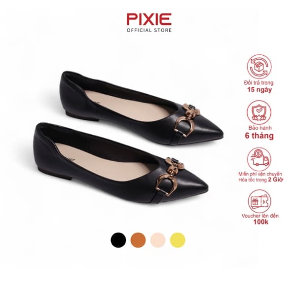 Giày Búp Bê Mũi Nhọn Khoá Tròn X688