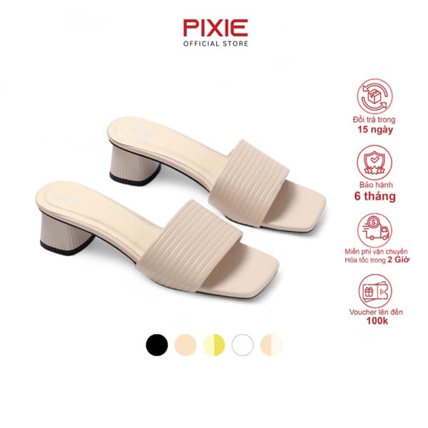 Guốc Cao Gót 5cm Quai Kẻ Ngang E117