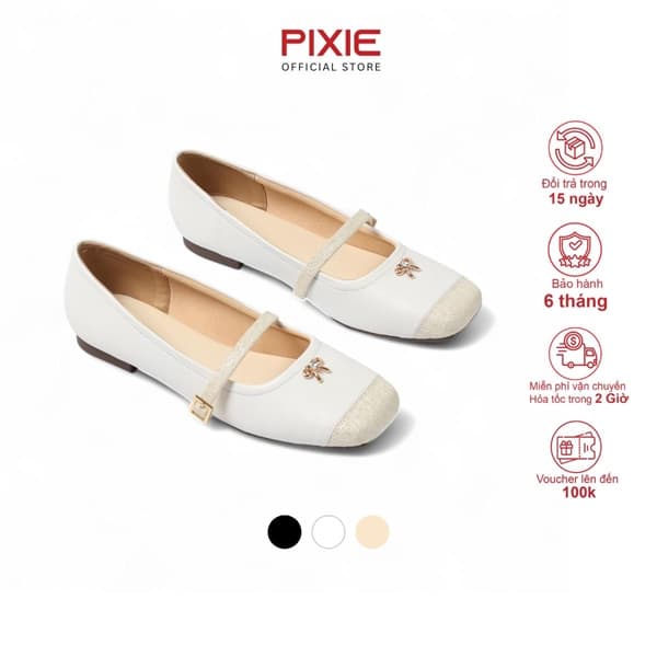 Giày Bệt Mary Jane Đính Nơ Pixie Ballerina H398