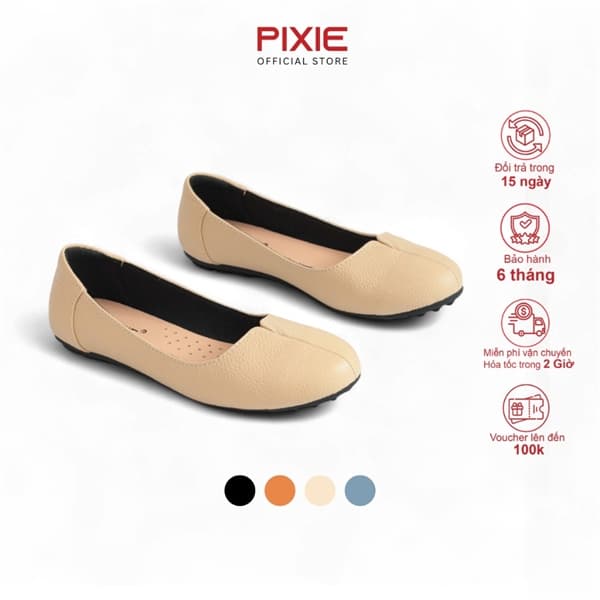 Giày Búp Bê Da Bò Đế Mềm Khoét Tim X831