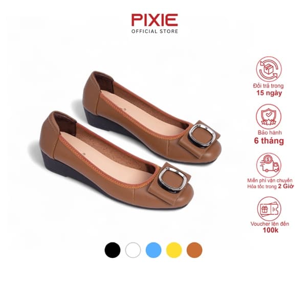 Giày Búp Bê Đế Xuồng Da Thật Khoá Tròn X665