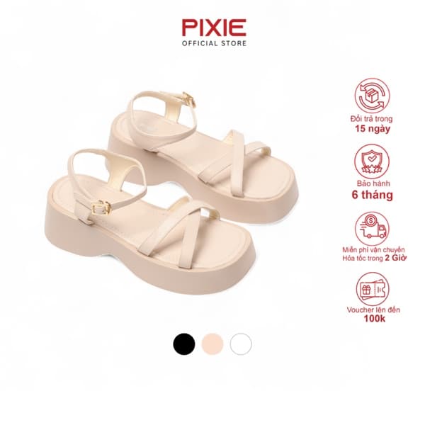 Giày Sandal Đế Xuồng 7cm Quai Chéo X971