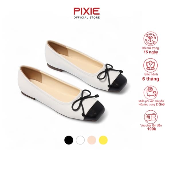 Giày Búp Bê Mũi Vá Phối Nơ h396