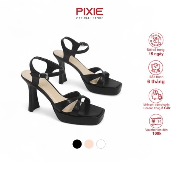 Giày Sandal Cao Gót 10cm Đế Đúp Quai chéo H345