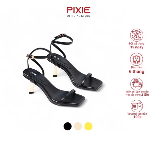 Giày Sandal 7cm Quai Mảnh Gót Vàng H407
